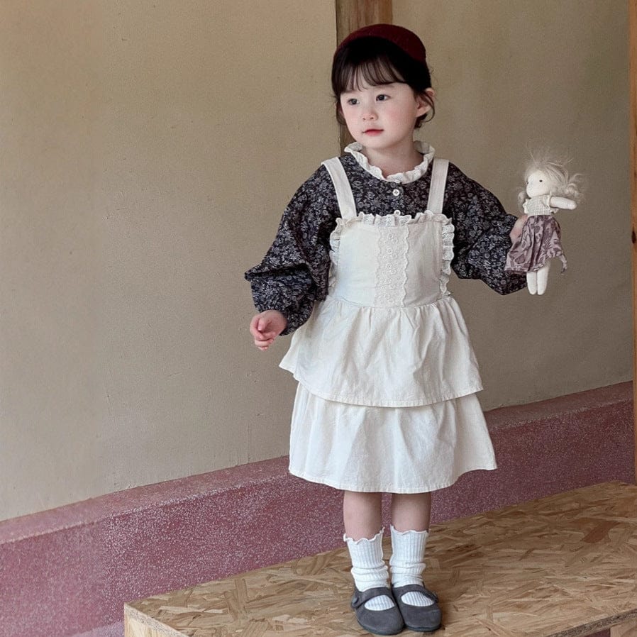 ノースリーブワンピース フリルレースサスペンダースカートワンピース【mh0010705】