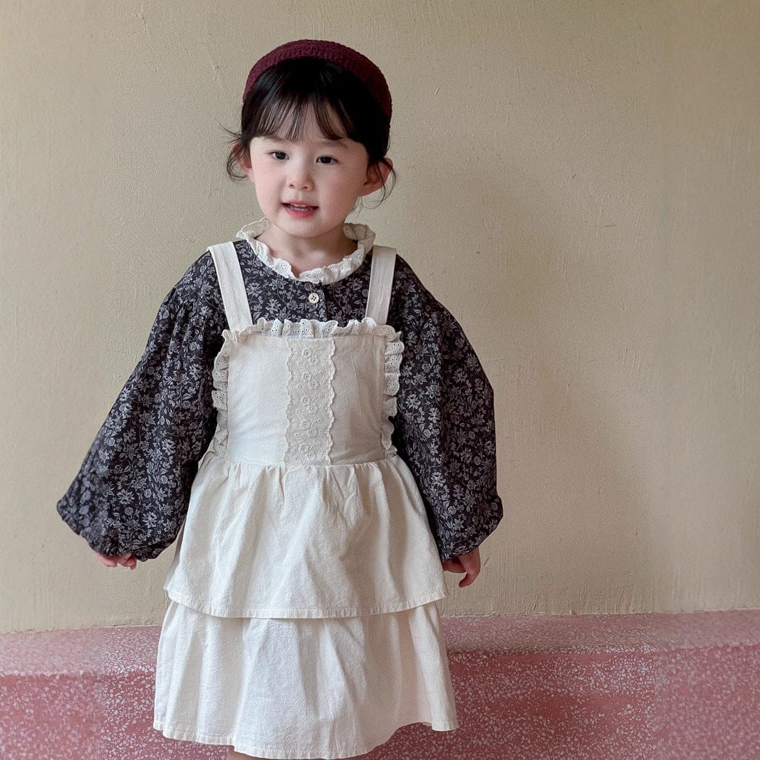 ノースリーブワンピース フリルレースサスペンダースカートワンピース【mh0010705】