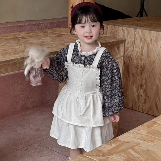 ノースリーブワンピース フリルレースサスペンダースカートワンピース【mh0010705】