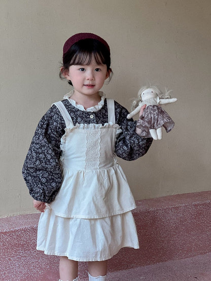 長袖シャツ・ブラウス フラワープリントレース長袖ブラウス【mh0010707】