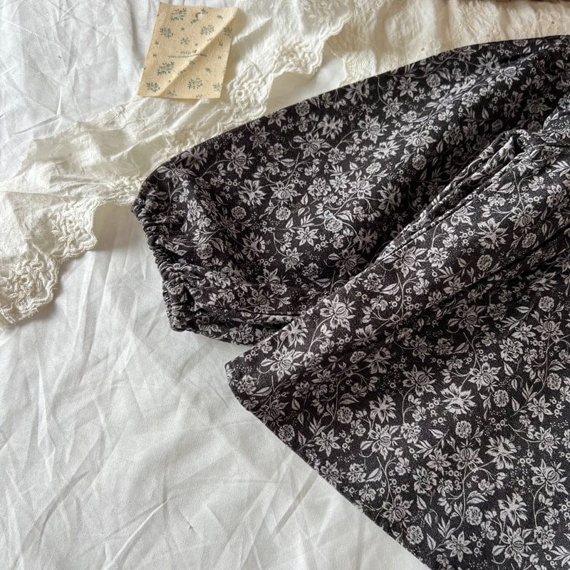 長袖シャツ・ブラウス フラワープリントレース長袖ブラウス【mh0010707】