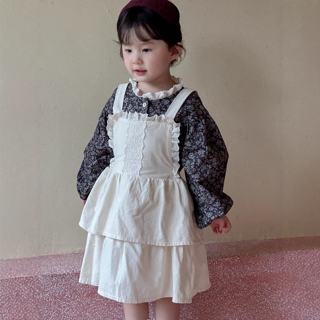 長袖シャツ・ブラウス フラワープリントレース長袖ブラウス【mh0010707】