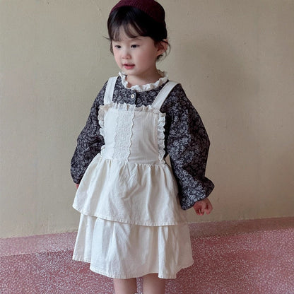 長袖シャツ・ブラウス フラワープリントレース長袖ブラウス【mh0010707】