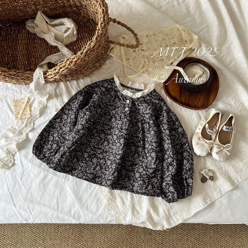 長袖シャツ・ブラウス フラワープリントレース長袖ブラウス【mh0010707】