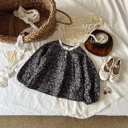 長袖シャツ・ブラウス フラワープリントレース長袖ブラウス【mh0010707】