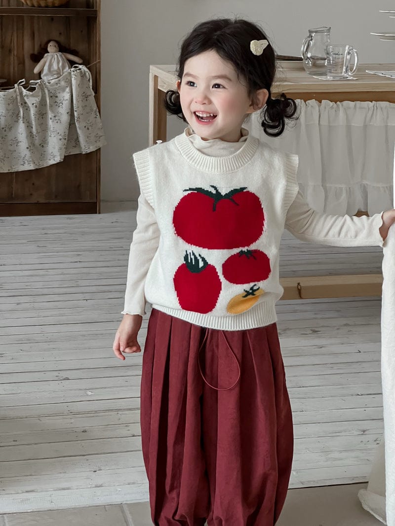 ベスト トマト刺繍ニットベスト【mh0010710】