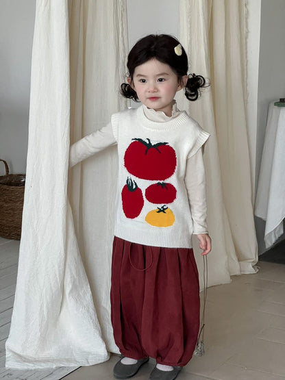 ベスト トマト刺繍ニットベスト【mh0010710】