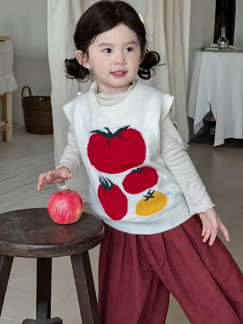 ベスト トマト刺繍ニットベスト【mh0010710】