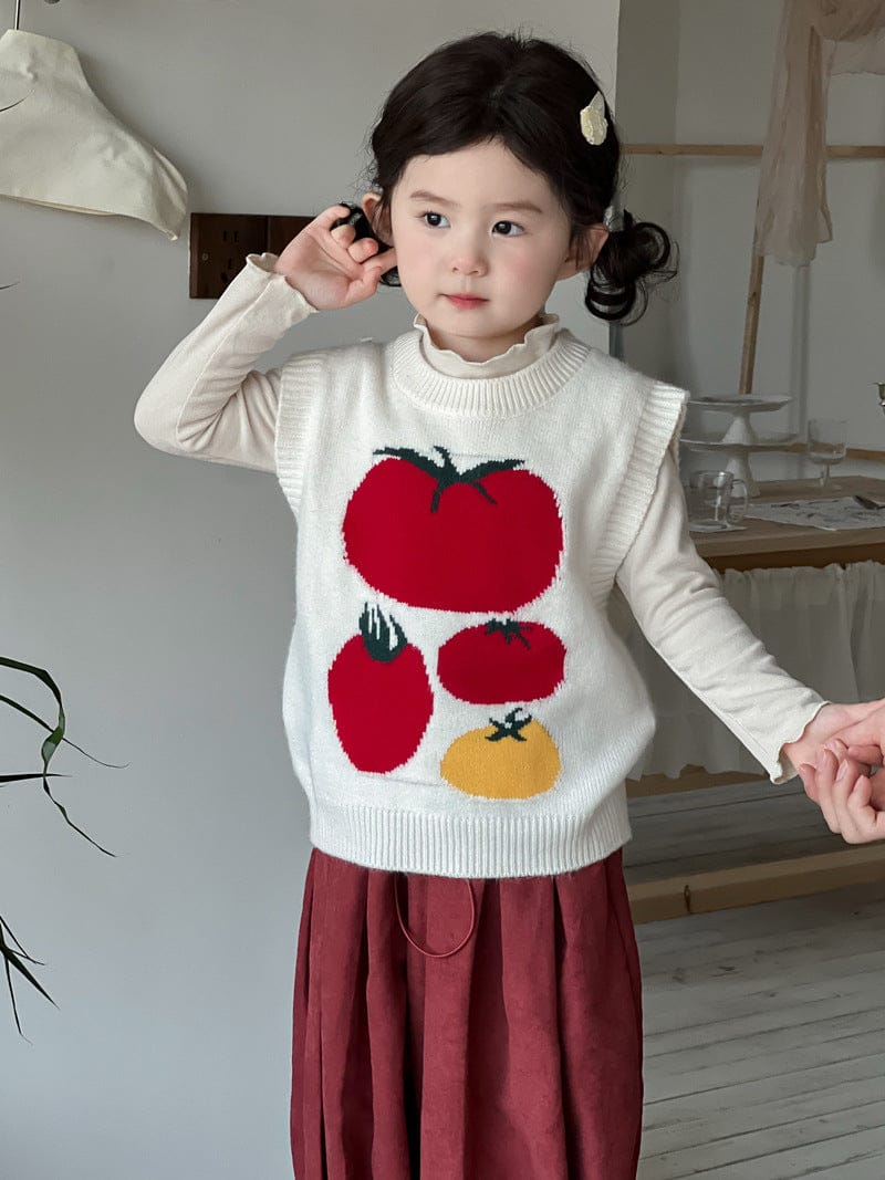 ベスト トマト刺繍ニットベスト【mh0010710】