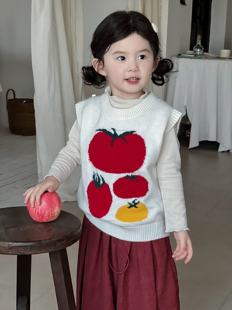 ベスト トマト刺繍ニットベスト【mh0010710】
