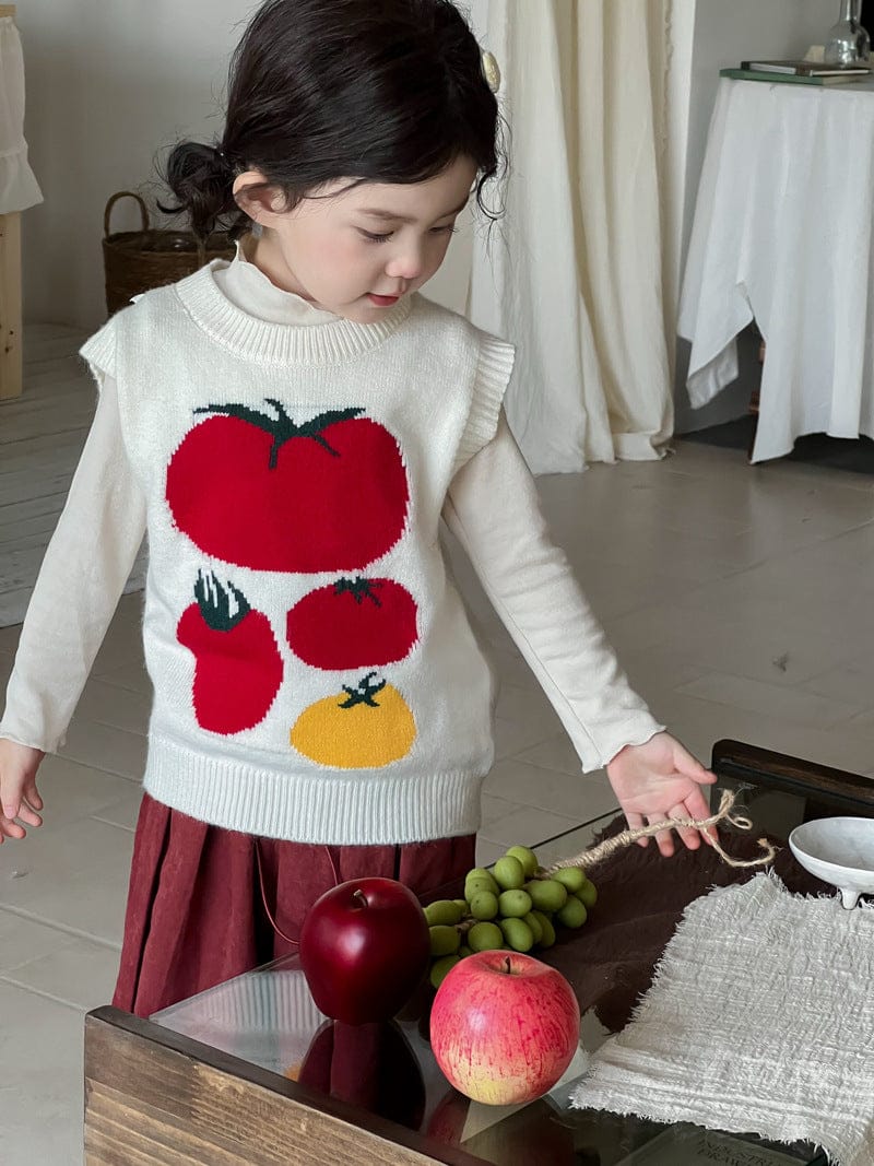 ベスト トマト刺繍ニットベスト【mh0010710】