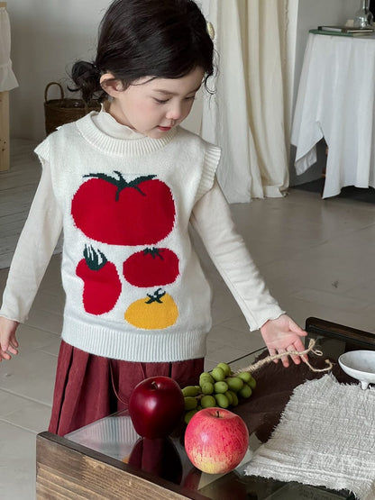 ベスト トマト刺繍ニットベスト【mh0010710】