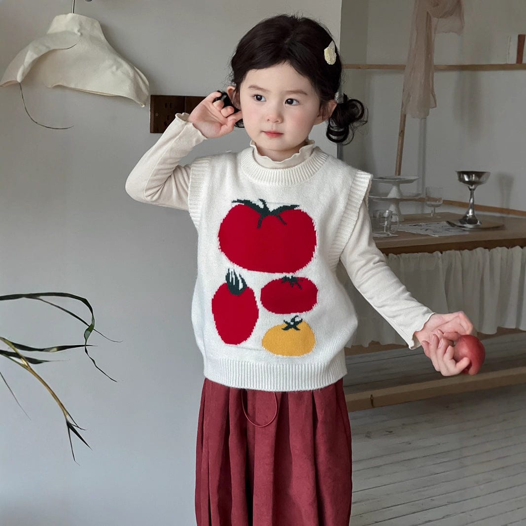 ベスト トマト刺繍ニットベスト【mh0010710】