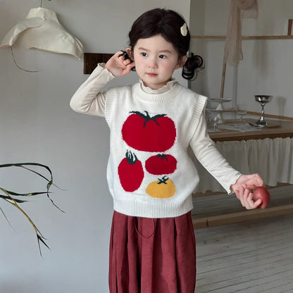 ベスト トマト刺繍ニットベスト【mh0010710】