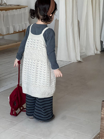 ノースリーブセットアップ ニットキャミソールジレベスト/ボーダーロングパンツ【mh0010719】