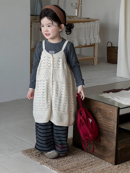 ノースリーブセットアップ ニットキャミソールジレベスト/ボーダーロングパンツ【mh0010719】