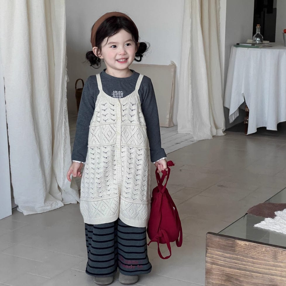 ノースリーブセットアップ ニットキャミソールジレベスト/ボーダーロングパンツ【mh0010719】