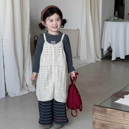 ノースリーブセットアップ ニットキャミソールジレベスト/ボーダーロングパンツ【mh0010719】