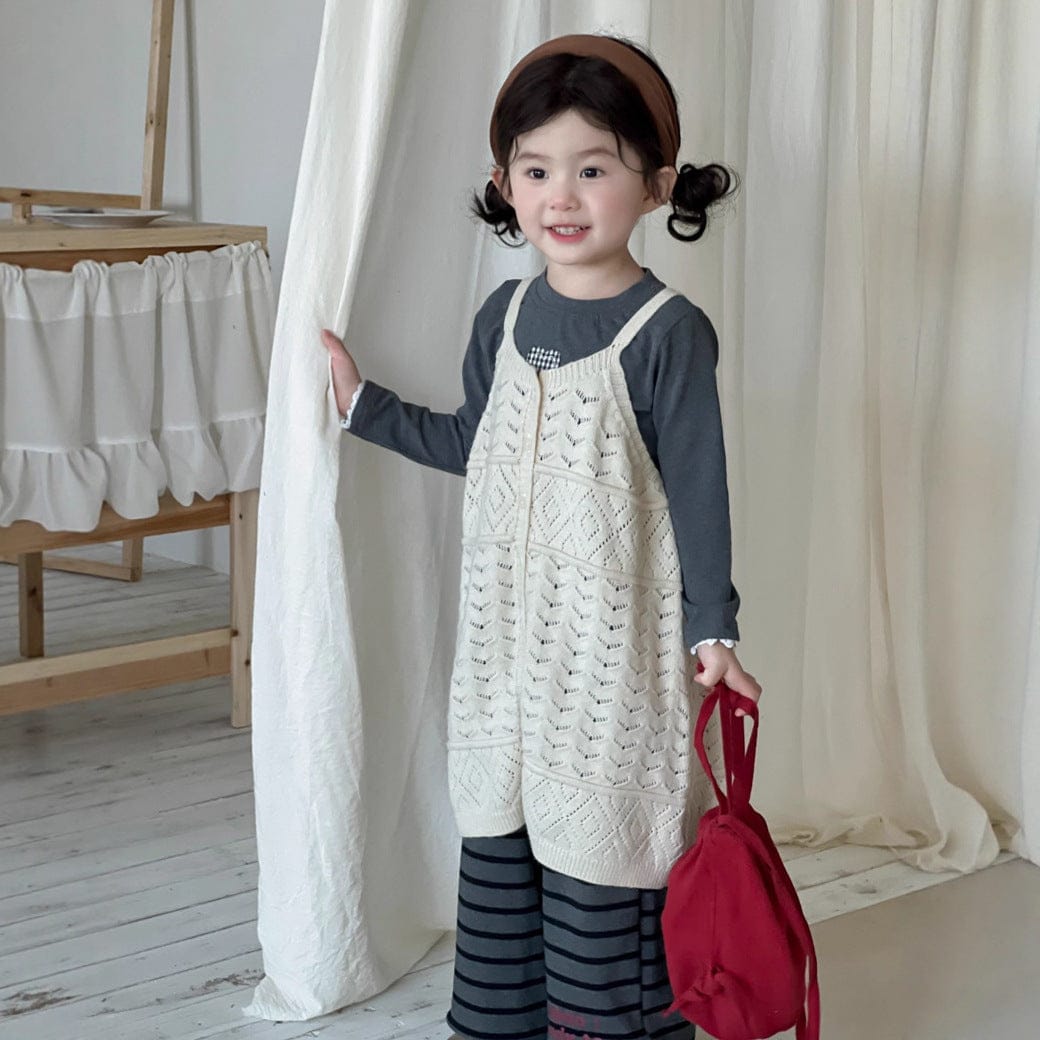 ノースリーブセットアップ ニットキャミソールジレベスト/ボーダーロングパンツ【mh0010719】