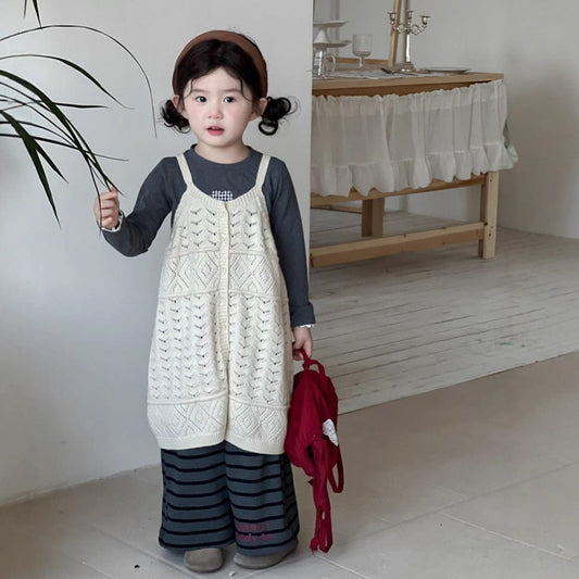 ノースリーブセットアップ ニットキャミソールジレベスト/ボーダーロングパンツ【mh0010719】