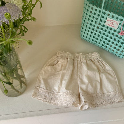 ハーフパンツ・ショートパンツ Milk White / 90cm 裾レースふんわりショートパンツ【mh0009723】