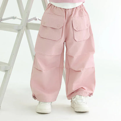 ロングパンツ・スウェットパンツ Pink / 90cm 1-2y キッズパンツ ポケットルーズパンツ 2カラー【mh0007321】