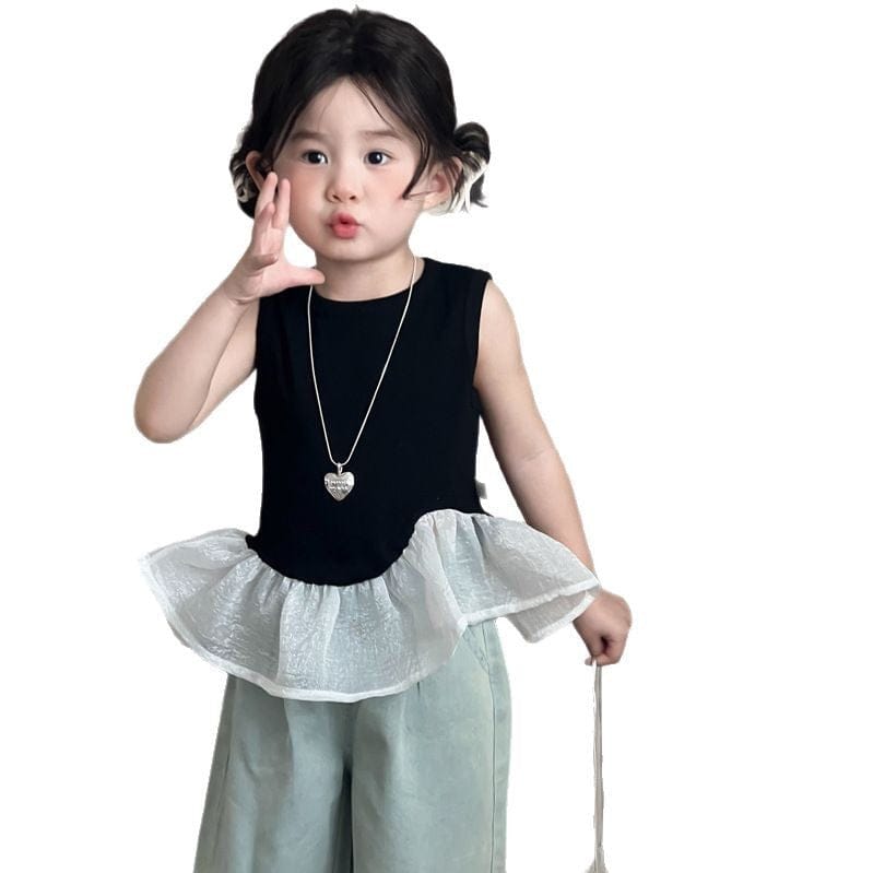 タンクトップ・キャミソール・ノースリーブトップス ビッグペプラムノースリーブTシャツ【mh0009735】