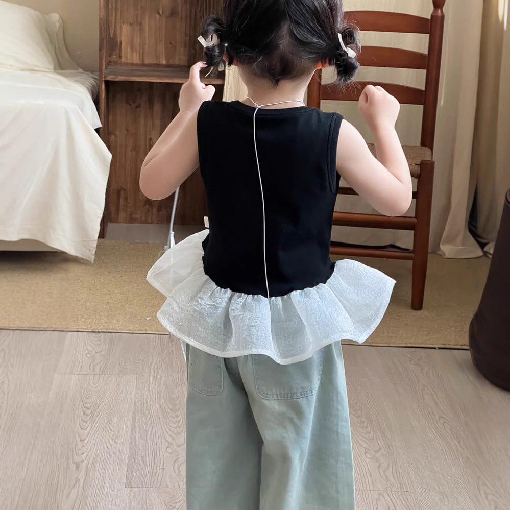 タンクトップ・キャミソール・ノースリーブトップス ビッグペプラムノースリーブTシャツ【mh0009735】