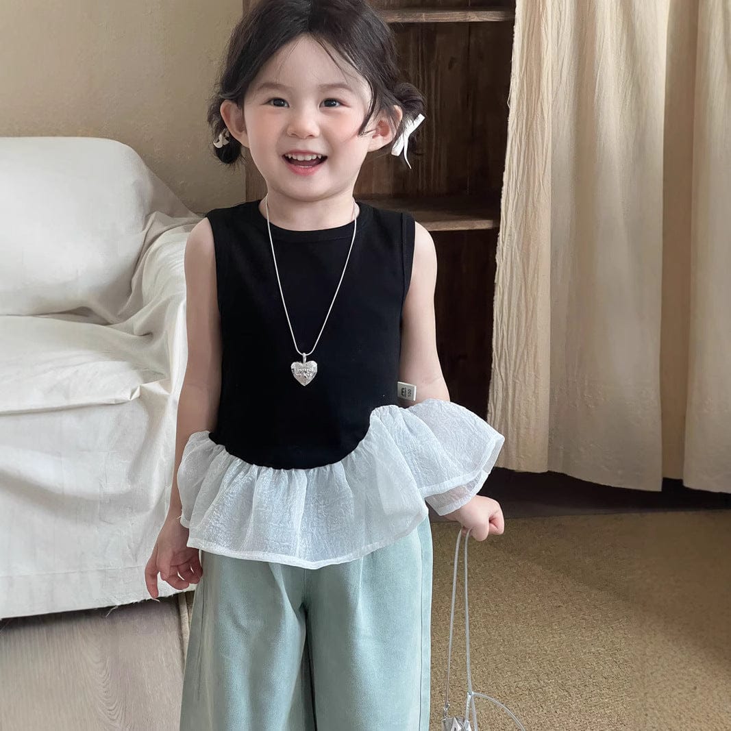 タンクトップ・キャミソール・ノースリーブトップス ビッグペプラムノースリーブTシャツ【mh0009735】