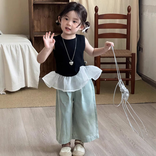 タンクトップ・キャミソール・ノースリーブトップス ビッグペプラムノースリーブTシャツ【mh0009735】