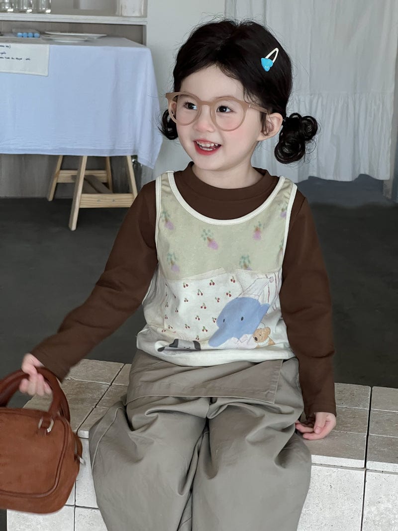 ベスト 犬アニマルプリントノースリーブベスト+長袖Tシャツ【mh0010711】