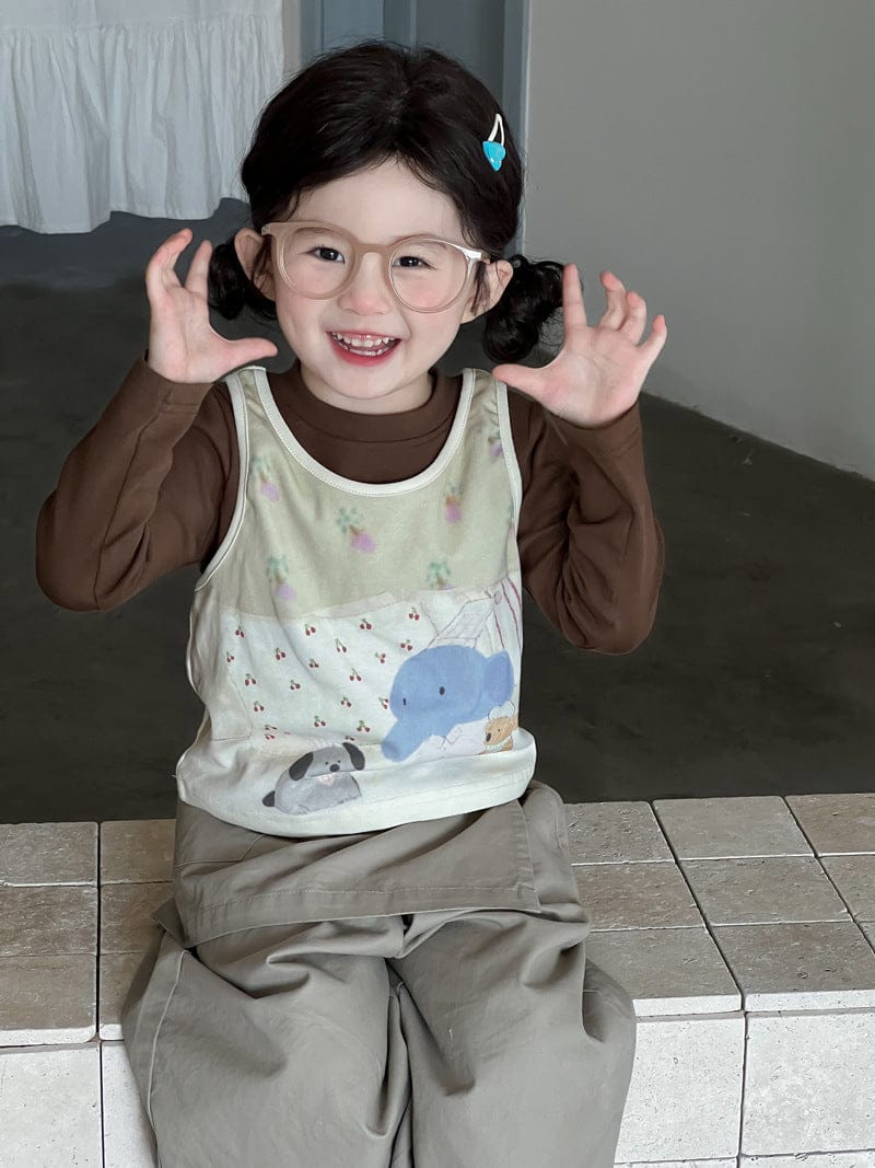 ベスト 犬アニマルプリントノースリーブベスト+長袖Tシャツ【mh0010711】