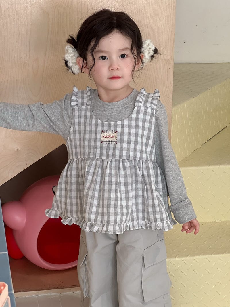 ベスト チェックフリルベスト/長袖Tシャツ【mh0010714】