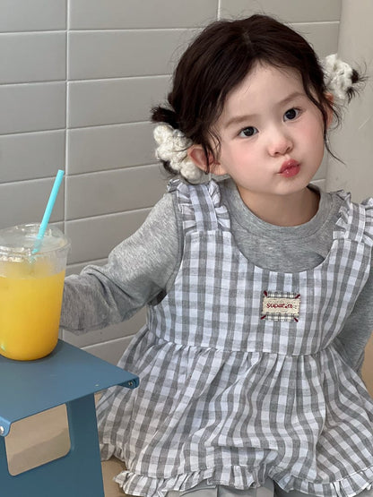 ベスト チェックフリルベスト/長袖Tシャツ【mh0010714】