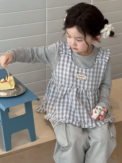 ベスト チェックフリルベスト/長袖Tシャツ【mh0010714】