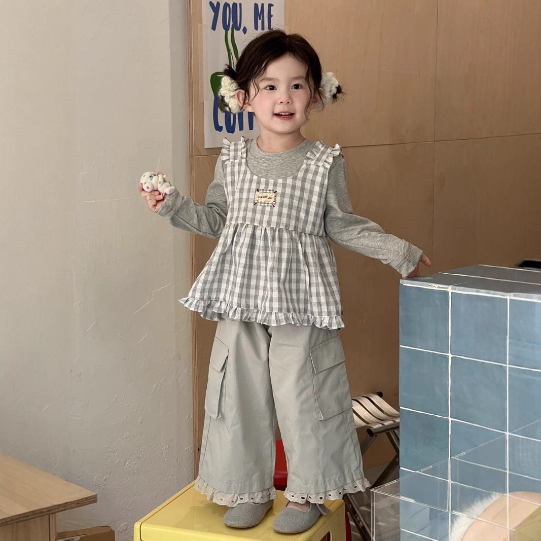 ベスト チェックフリルベスト/長袖Tシャツ【mh0010714】