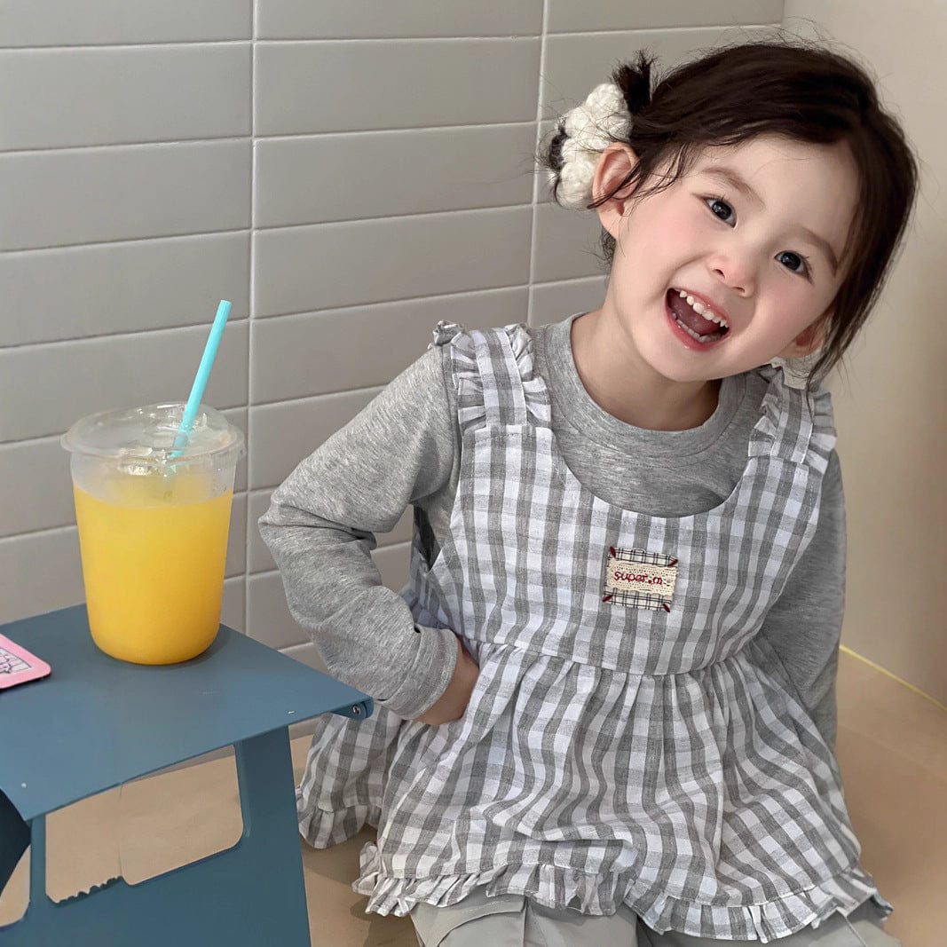 ベスト チェックフリルベスト/長袖Tシャツ【mh0010714】