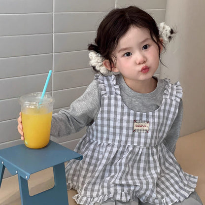 ベスト チェックフリルベスト/長袖Tシャツ【mh0010714】