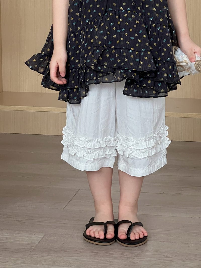 ハーフパンツ・ショートパンツ White / 90cm フリルアクセントクロップドパンツ【mh0009737】