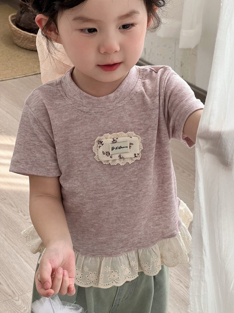 半袖Tシャツ Pink / 90cm ワンポイントフリル半袖ガーリーTシャツ【mh0009719】