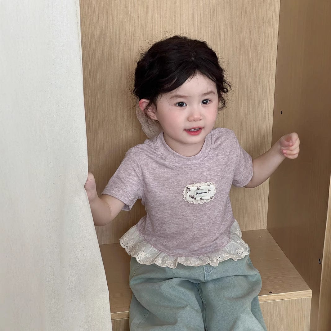 半袖Tシャツ ワンポイントフリル半袖ガーリーTシャツ【mh0009719】