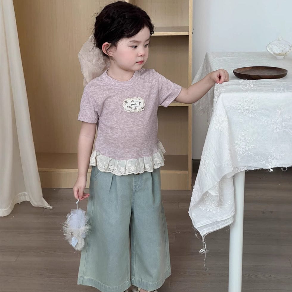 半袖Tシャツ ワンポイントフリル半袖ガーリーTシャツ【mh0009719】