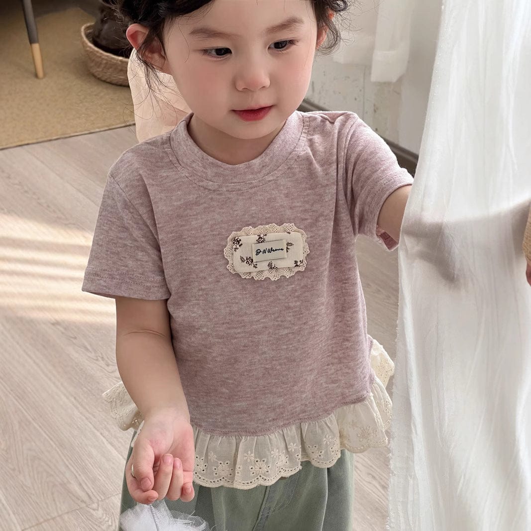 半袖Tシャツ ワンポイントフリル半袖ガーリーTシャツ【mh0009719】