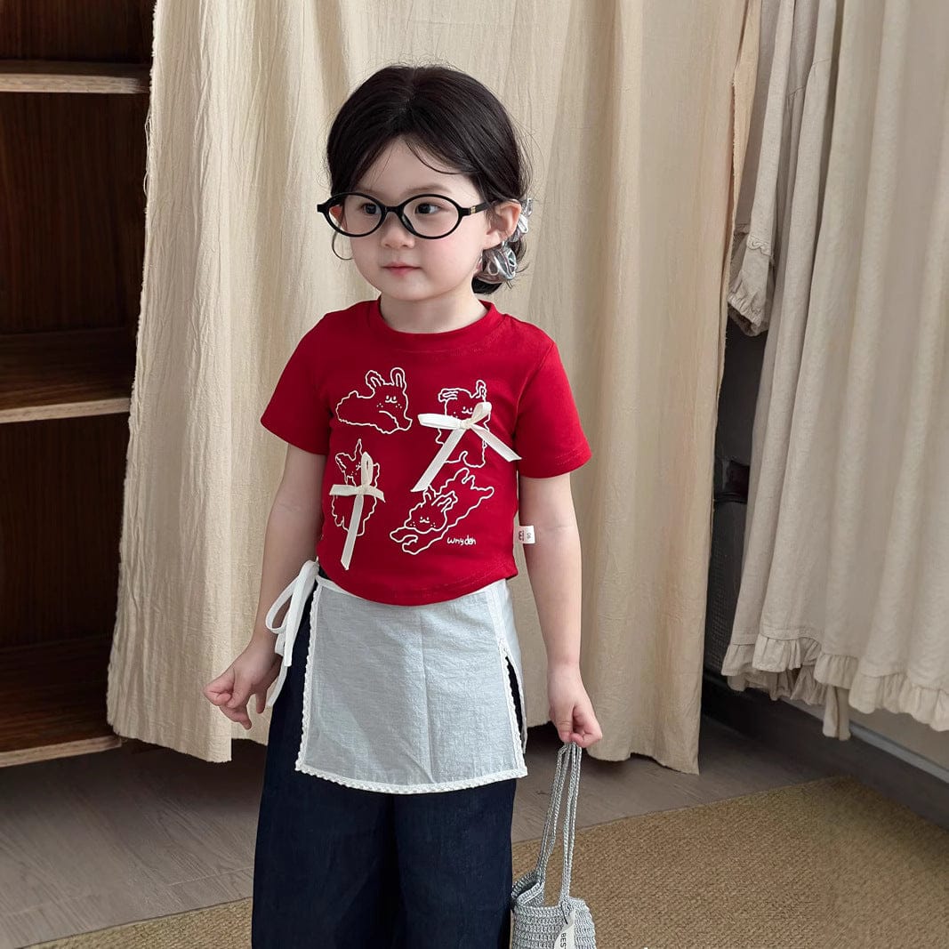 半袖Tシャツ うさぎバニープリントリボン半袖Tシャツ【mh0009730】