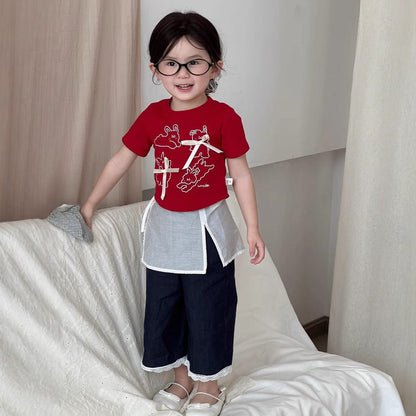 半袖Tシャツ うさぎバニープリントリボン半袖Tシャツ【mh0009730】