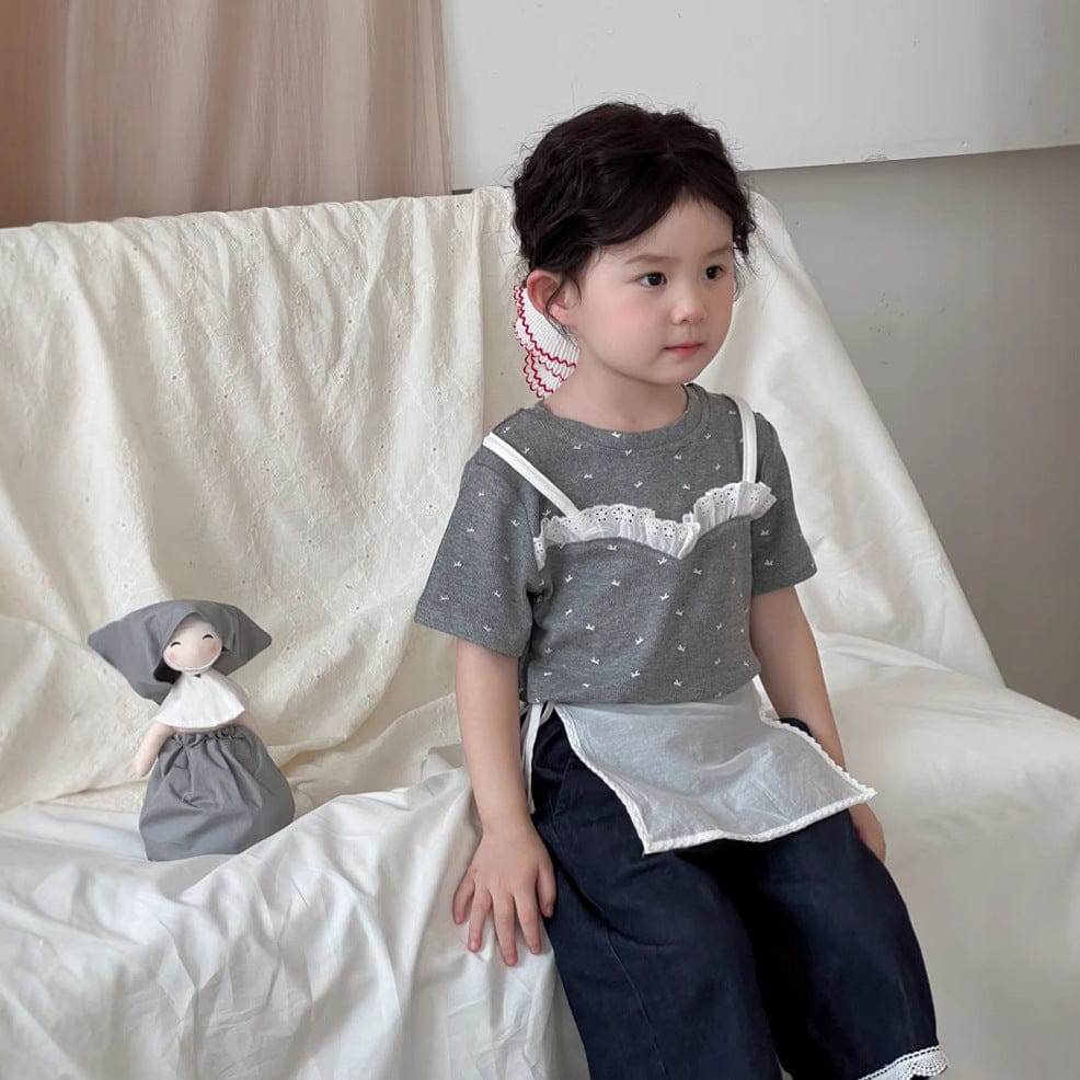 半袖Tシャツ リボンプリントキャミソールドッキング半袖Tシャツ【mh0009741】