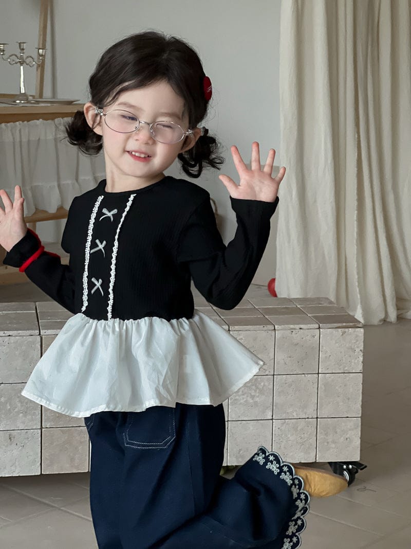 長袖Tシャツ ペプラムリボン長袖Tシャツ【mh0010695】