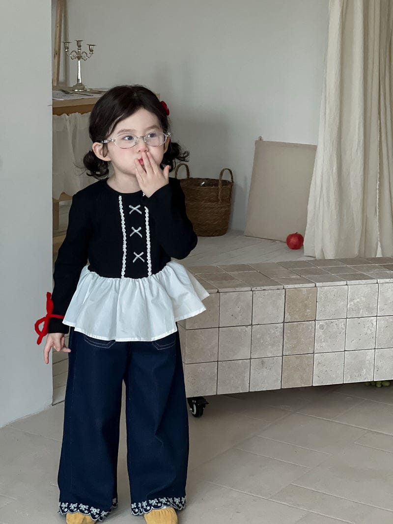 長袖Tシャツ ペプラムリボン長袖Tシャツ【mh0010695】