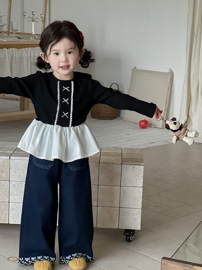 長袖Tシャツ ペプラムリボン長袖Tシャツ【mh0010695】