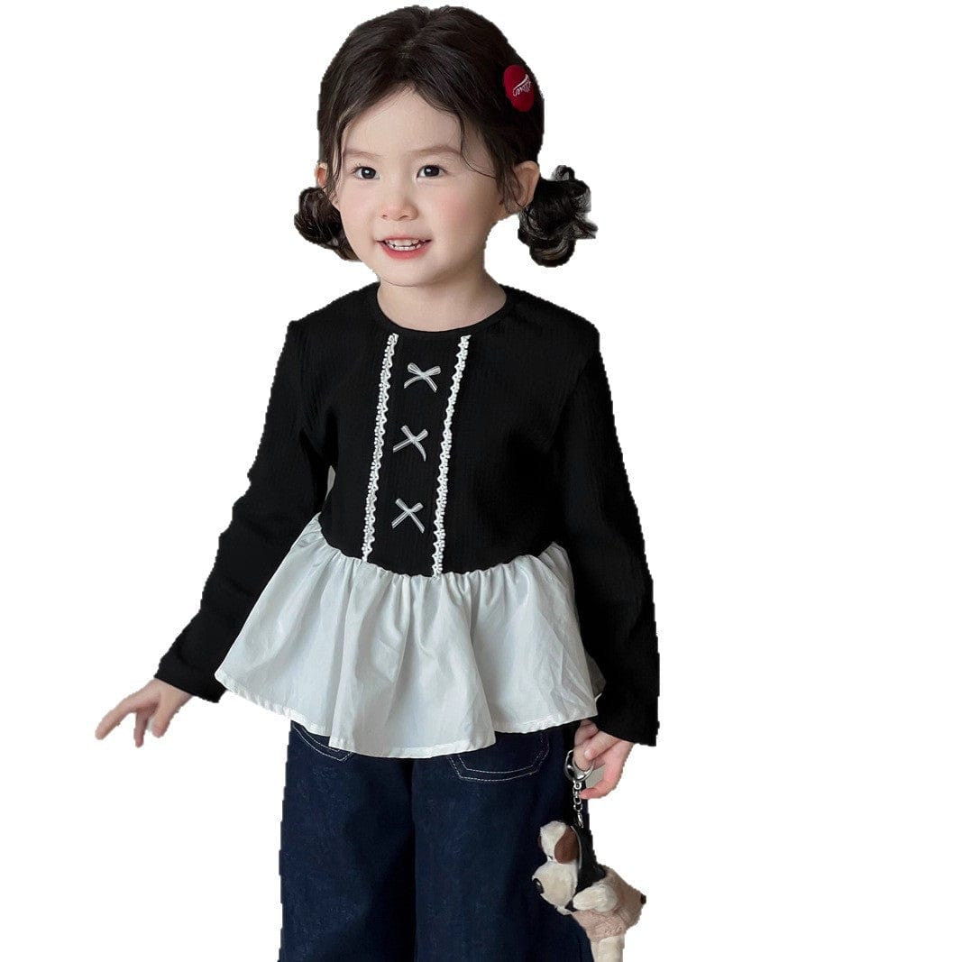 長袖Tシャツ ペプラムリボン長袖Tシャツ【mh0010695】